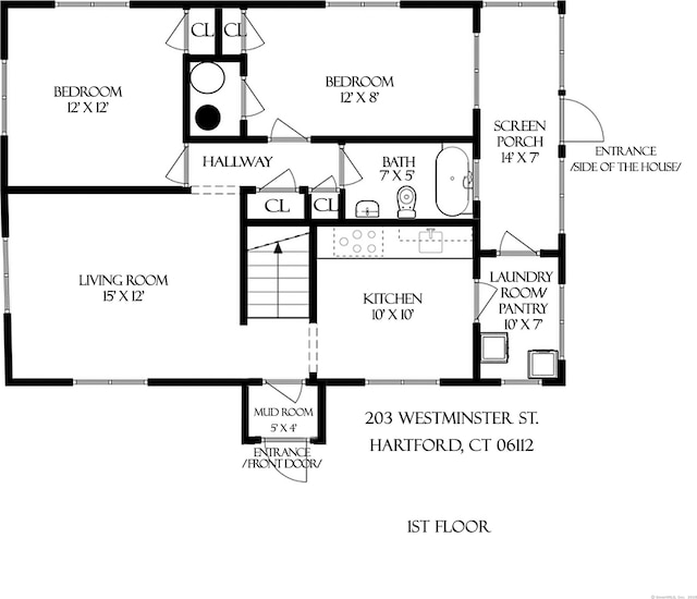 203 Westminster St, Hartford, CT 06112 - room layout