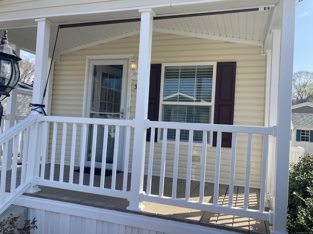 doorway to property with a porch