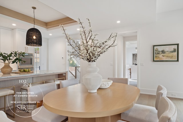 102 Compo Rd S, Westport, CT 06880 - dining room featuring recessed lighting, baseboards, and wood finished floors