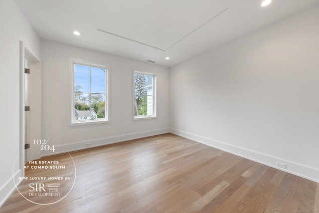 102 Compo Rd S, Westport, CT 06880 - spare room featuring recessed lighting, attic access, baseboards, and light wood-style floors