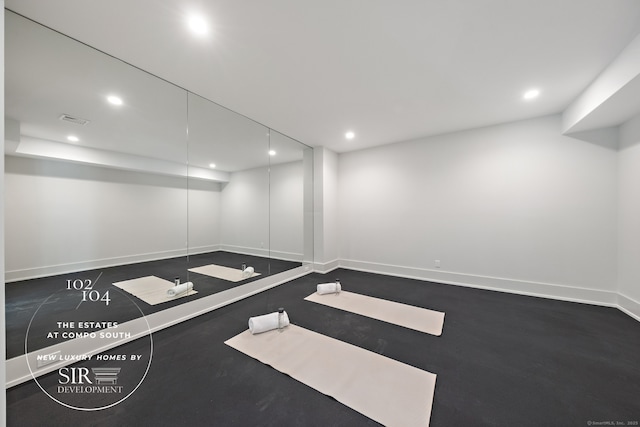 102 Compo Rd S, Westport, CT 06880 - finished below grade area featuring baseboards, recessed lighting, and visible vents