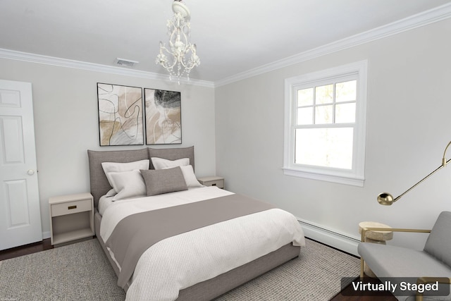 18 Cardinal Rd, Weston, CT 06883 - bedroom featuring a baseboard radiator, crown molding, and wood finished floors