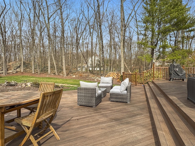 18 Cardinal Rd, Weston, CT 06883 - wooden deck featuring outdoor dining space and an outdoor living space