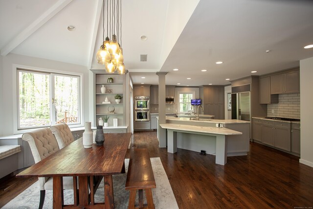 18 Cardinal Rd, Weston, CT 06883 - dining room featuring dark wood-type flooring and recessed lighting