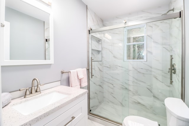594 Barrack Hill Rd, Ridgefield, CT 06877 - bathroom with toilet, a marble finish shower, and vanity