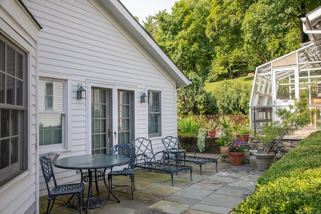 341 Housatonic River Rd, Salisbury, CT 06068 - view of patio / terrace featuring french doors, outdoor dining space, and fence
