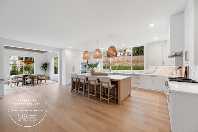 104 Compo Rd S, Westport, CT 06880 - kitchen with light wood-type flooring, a healthy amount of sunlight, and recessed lighting