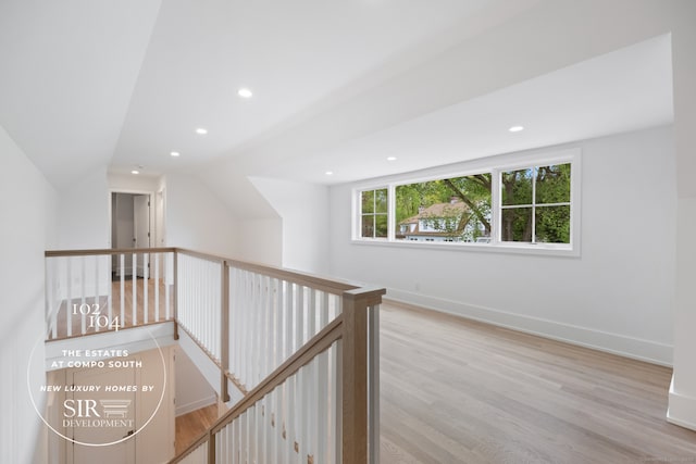 104 Compo Rd S, Westport, CT 06880 - hall with lofted ceiling, baseboards, recessed lighting, and wood finished floors