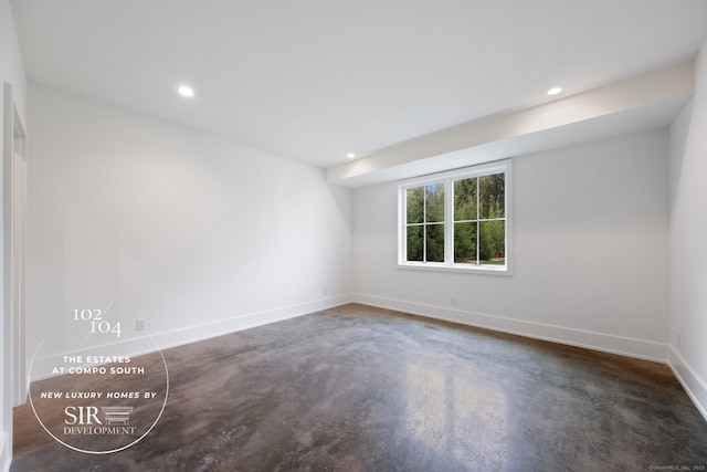 104 Compo Rd S, Westport, CT 06880 - unfurnished room with finished concrete floors, baseboards, and recessed lighting