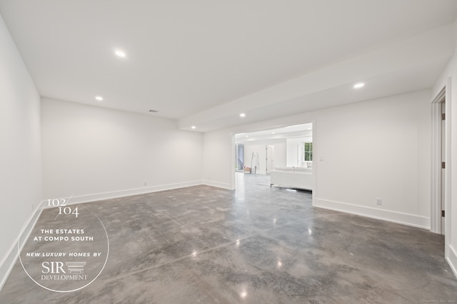 104 Compo Rd S, Westport, CT 06880 - unfurnished room featuring finished concrete flooring, baseboards, and recessed lighting
