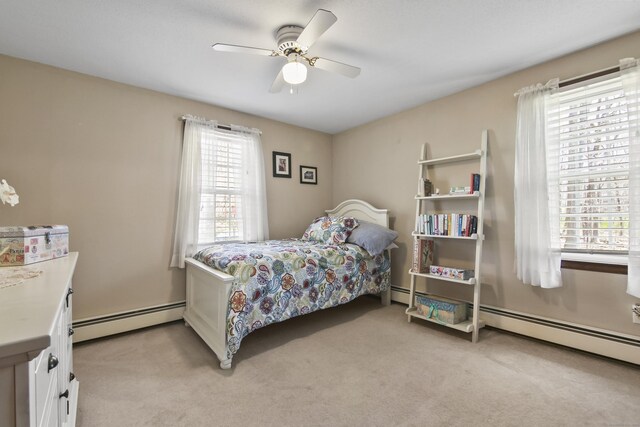 43 Attawanhood Trl, Hebron, CT 06231 - bedroom featuring light colored carpet, ceiling fan, and baseboard heating