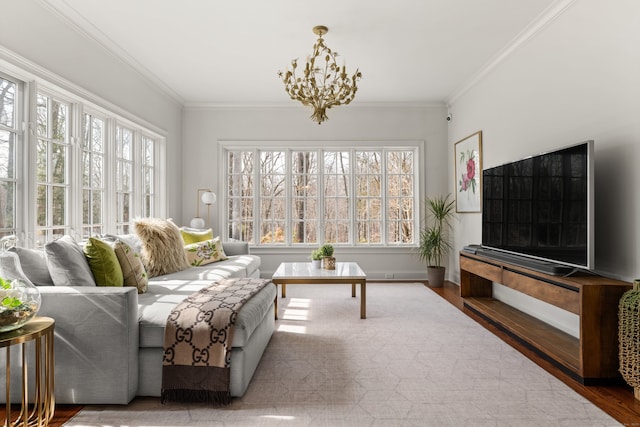 275 Newtown Tpke, Weston, CT 06883 - living area featuring a wealth of natural light, a notable chandelier, and wood finished floors