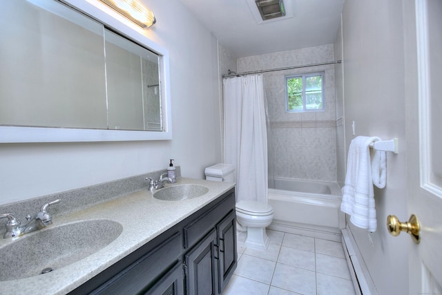 full bathroom with toilet, visible vents, tile patterned flooring, and a sink