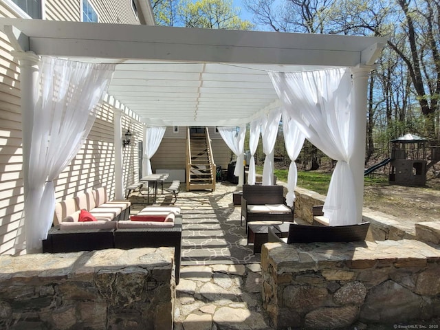 340 Webb Cir, Monroe, CT 06468 - view of patio with an outdoor living space and stairway