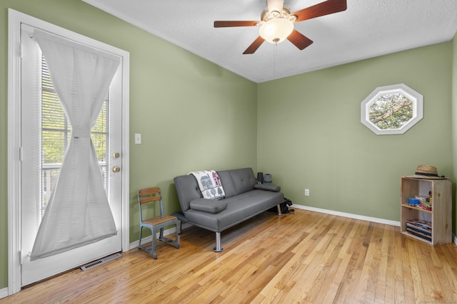 98 Cynthia Dr, West Haven, CT 06516 - sitting room featuring visible vents, ceiling fan, wood finished floors, and plenty of natural light
