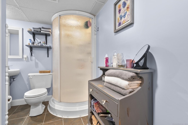 98 Cynthia Dr, West Haven, CT 06516 - bathroom with toilet, a shower stall, and tile patterned flooring