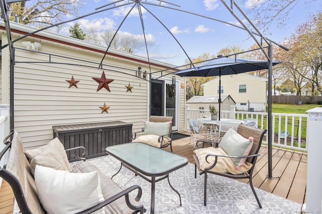 98 Cynthia Dr, West Haven, CT 06516 - wooden terrace featuring fence, a yard, and outdoor dining area