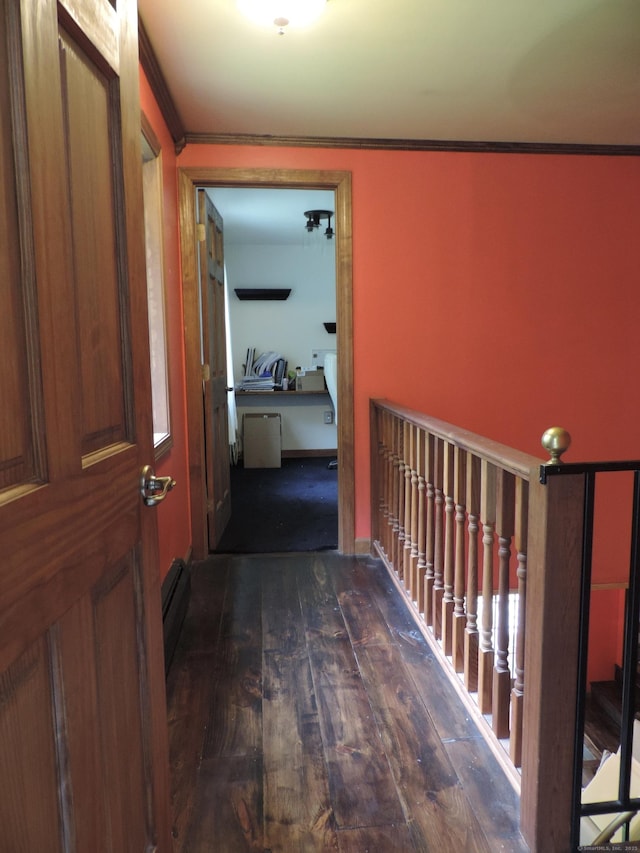 190 Wickham Rd, East Haddam, CT 06423 - hallway with crown molding and hardwood / wood-style floors