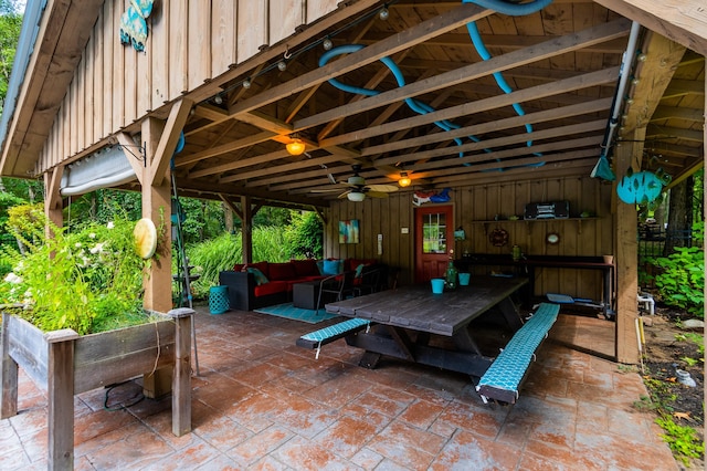 view of patio / terrace featuring outdoor lounge area and a ceiling fan