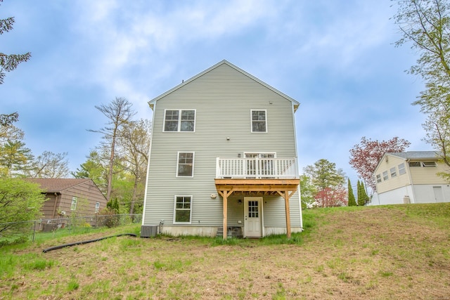 3 Henry Rd, Enfield, CT 06082 - rear view of property with a lawn, a deck, fence, and cooling unit