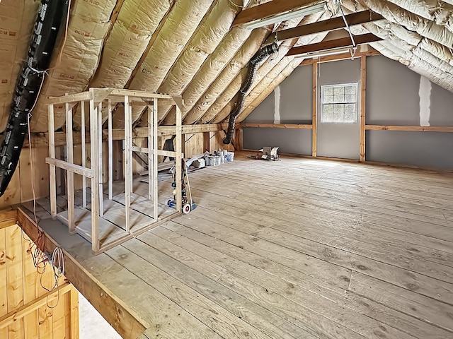 view of unfinished attic