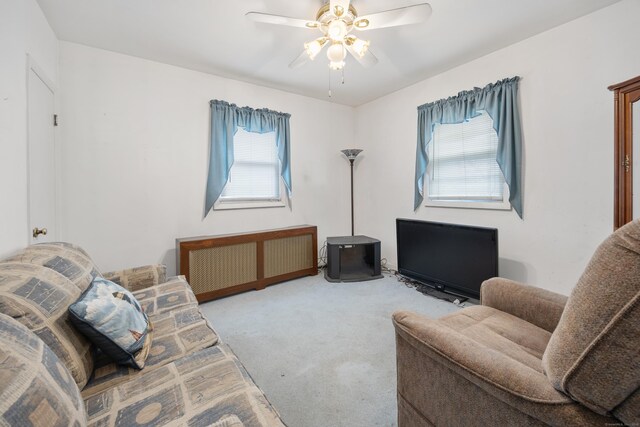 170 Park Rd, Waterbury, CT 06708 - carpeted living area featuring ceiling fan
