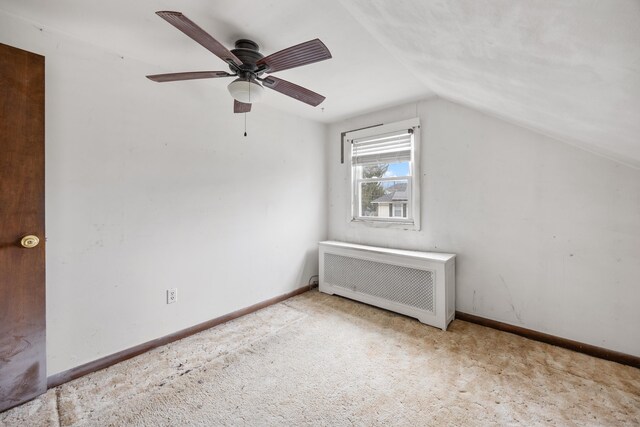 170 Park Rd, Waterbury, CT 06708 - bonus room with radiator, ceiling fan, vaulted ceiling, and carpet