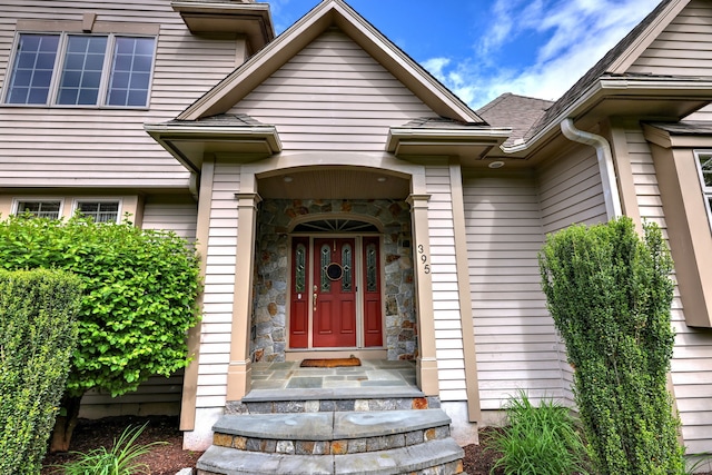 395 Isinglass Rd, Shelton, CT 06484 - doorway to property with stone siding