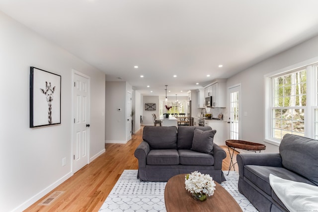19 Stony Brook Rd, Brookfield, CT 06804 - living area with recessed lighting, visible vents, baseboards, and light wood-type flooring