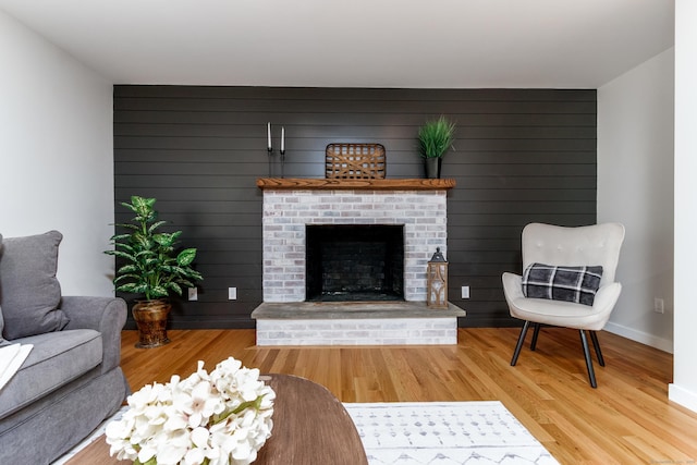 19 Stony Brook Rd, Brookfield, CT 06804 - living area featuring baseboards, wood finished floors, and a fireplace