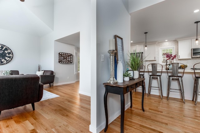 19 Stony Brook Rd, Brookfield, CT 06804 - interior space featuring baseboards, light wood-type flooring, recessed lighting, and a towering ceiling