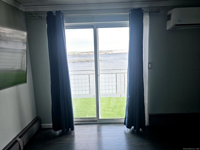 184 Pequot Ave Unit 406, New London, CT 06320 - entryway featuring a healthy amount of sunlight, an AC wall unit, baseboard heating, and a water view