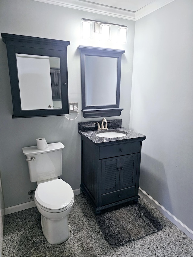 184 Pequot Ave Unit 406, New London, CT 06320 - half bath with baseboards, vanity, ornamental molding, and toilet