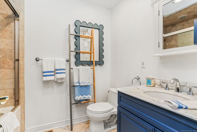 bathroom featuring tile patterned floors, vanity, and toilet