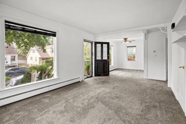 260 Robin St, Bridgeport, CT 06606 - empty room with a baseboard radiator, carpet flooring, and a ceiling fan