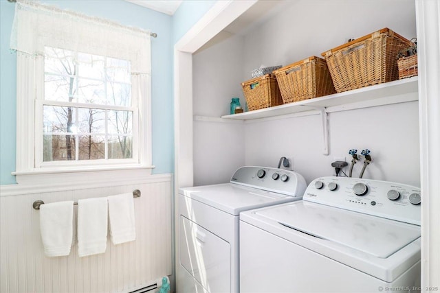 19 Fairchild Rd, Newtown, CT 06470 - clothes washing area with a wainscoted wall, washer and clothes dryer, and laundry area