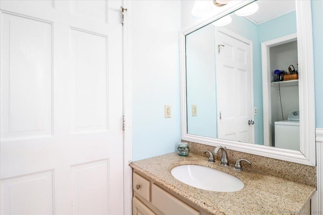 19 Fairchild Rd, Newtown, CT 06470 - bathroom featuring washer / dryer and vanity