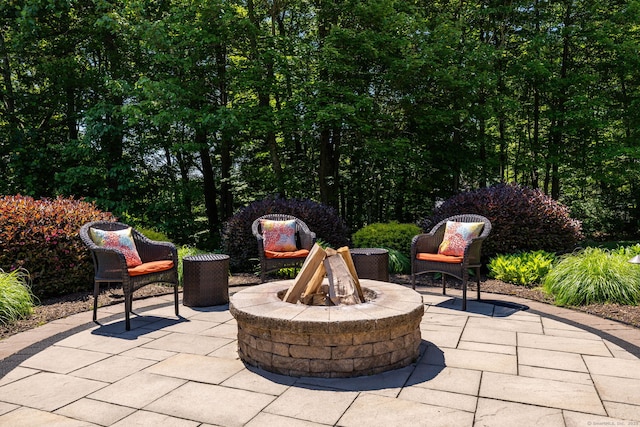 176 Fox Hollow Ln, Bristol, CT 06010 - view of patio featuring a fire pit