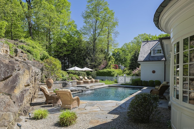 view of pool with a patio area and a fenced backyard