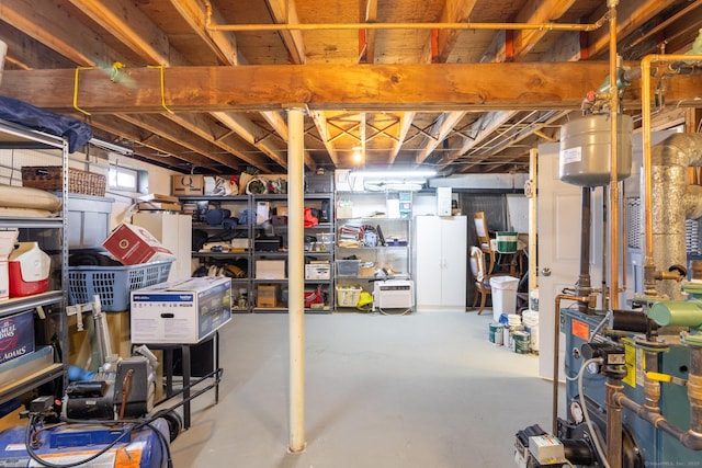 basement featuring a heating unit