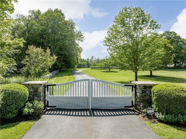 229 Umpawaug Rd, Redding, CT 06896 - gate featuring a lawn