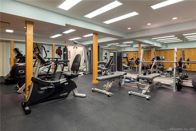 229 Umpawaug Rd, Redding, CT 06896 - exercise room featuring recessed lighting
