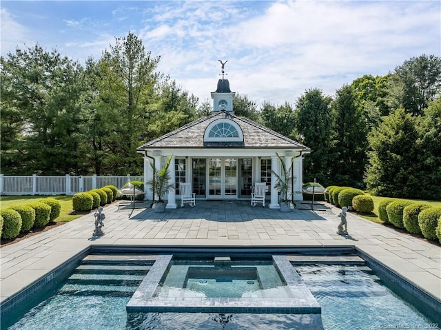 229 Umpawaug Rd, Redding, CT 06896 - view of pool featuring an exterior structure, a patio area, fence, and an outdoor structure