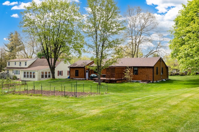 view of yard featuring a deck