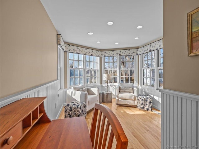 50 Grove Way, Clinton, CT 06413 - sunroom / solarium with recessed lighting, wood finished floors, plenty of natural light, and wainscoting
