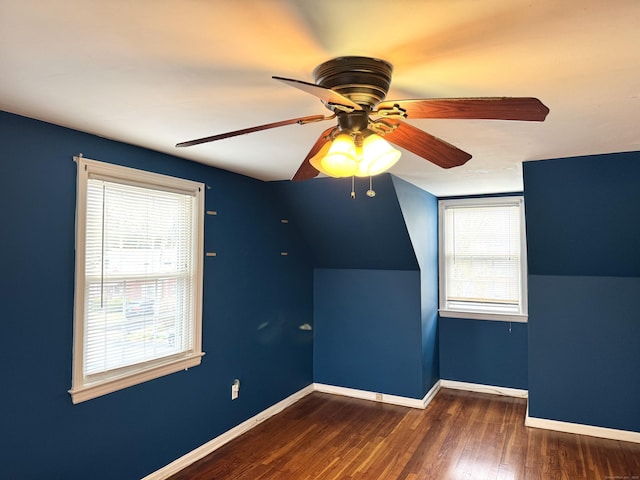 136 Oberlin Rd, Hamden, CT 06514 - bonus room featuring vaulted ceiling, wood finished floors, a ceiling fan, and baseboards