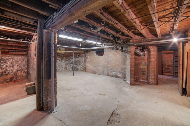 view of unfinished basement
