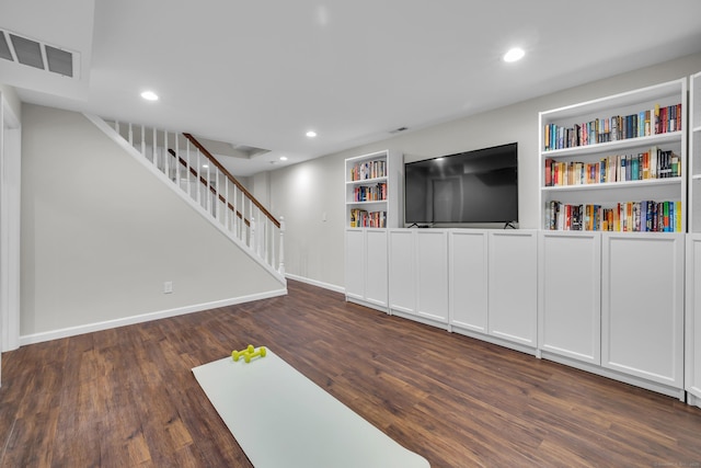 11 Botte Dr, West Haven, CT 06516 - exercise room featuring wood finished floors, built in shelves, baseboards, and recessed lighting