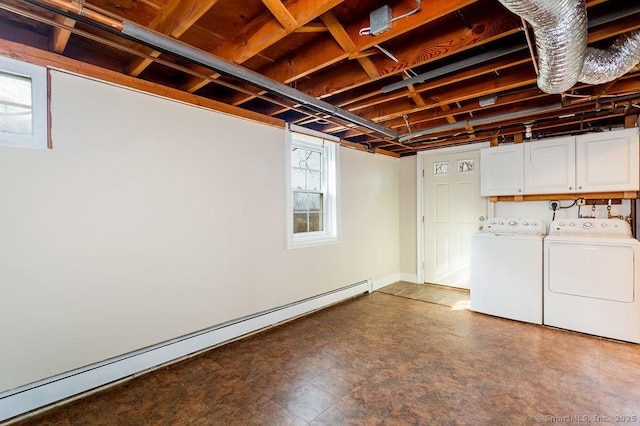15 Fox Den Rd, Danbury, CT 06811 - basement with baseboard heating, washer and clothes dryer, and plenty of natural light