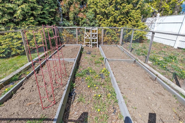 view of yard with a garden and fence